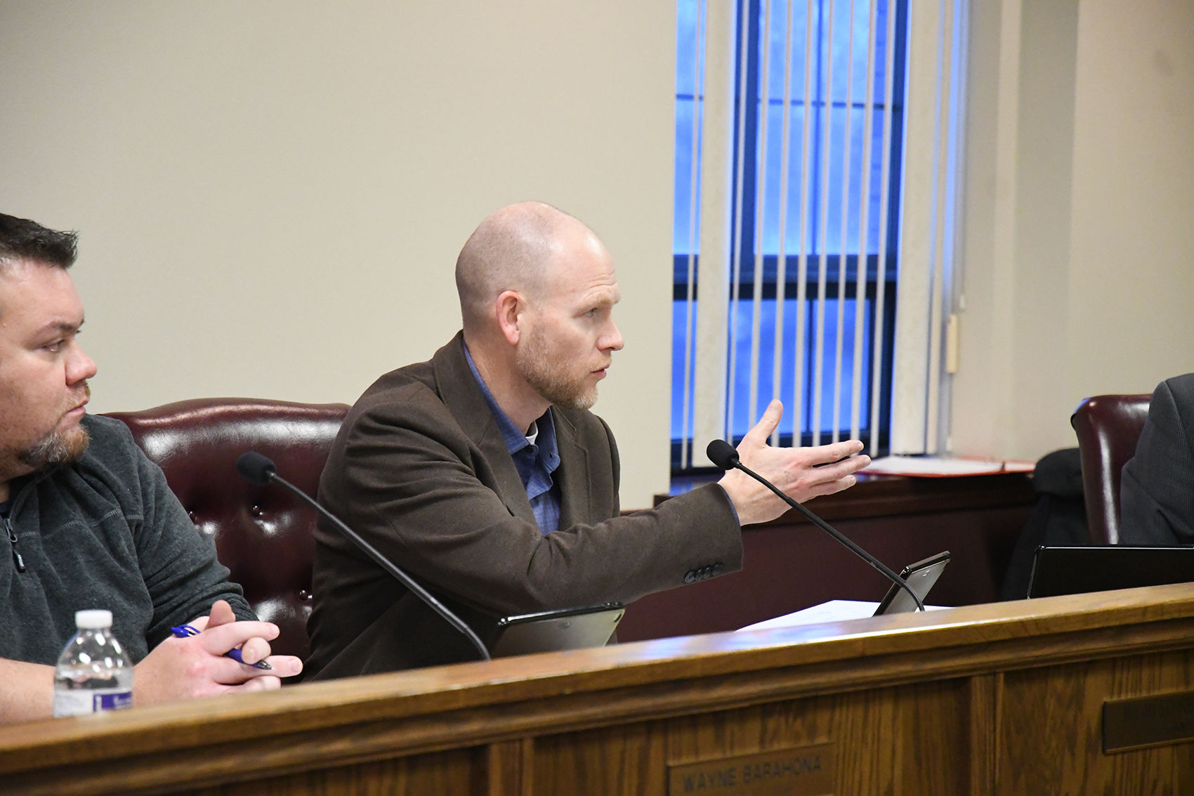 Micah talks to council